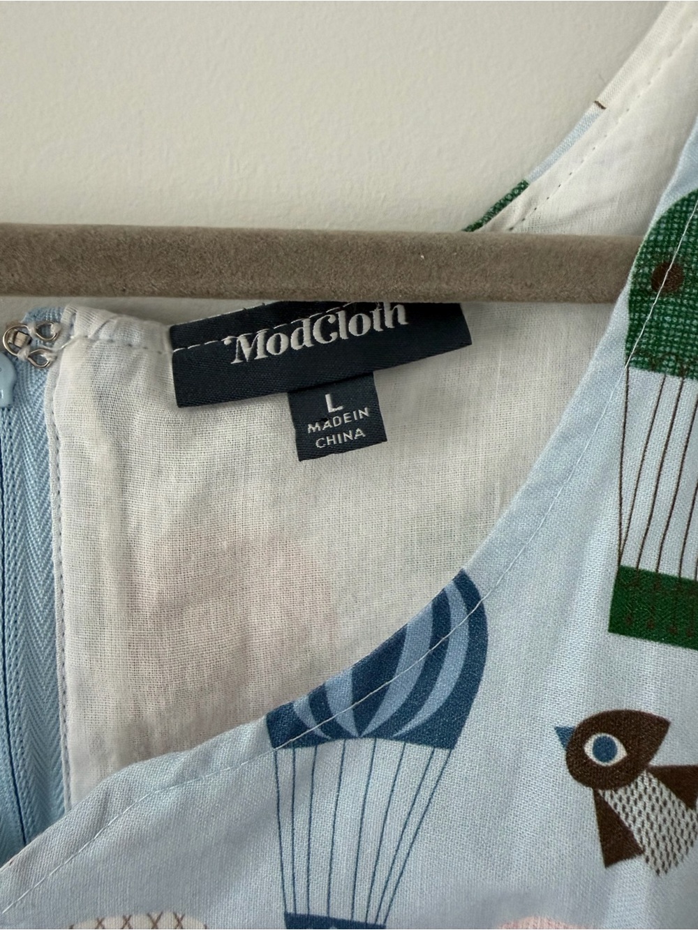 ModCloth x Fevour Handle with Care Light Blue Hot Air Balloon Whimsical Dress L - Picture 3 of 10